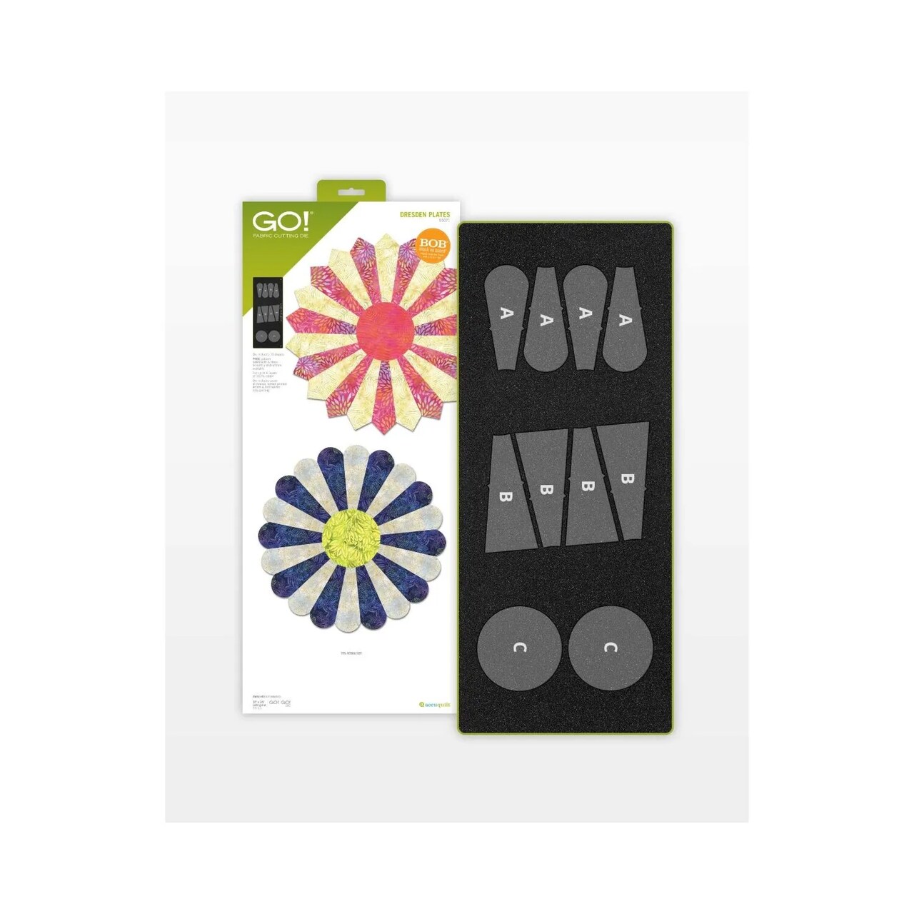 AccuQuilt GO! Dresden Plates Die – 12" Quilt Block, Rounded & Pointed Plates, BOB Quilting Die